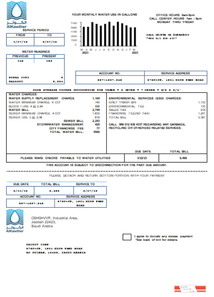 AlKawther utility business bill SCR PSD template